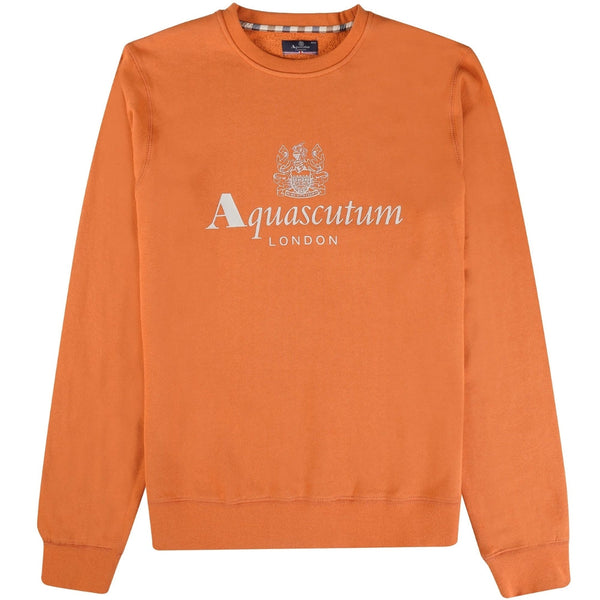 Aquascutum ACTIVE BIG LOGO CREW FW23 SW005 23 Orange Jumper Mens S